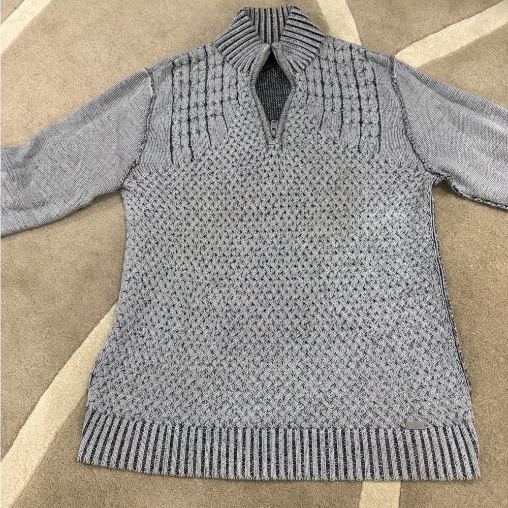Men's Stylish Gray Zip-Up Sweater